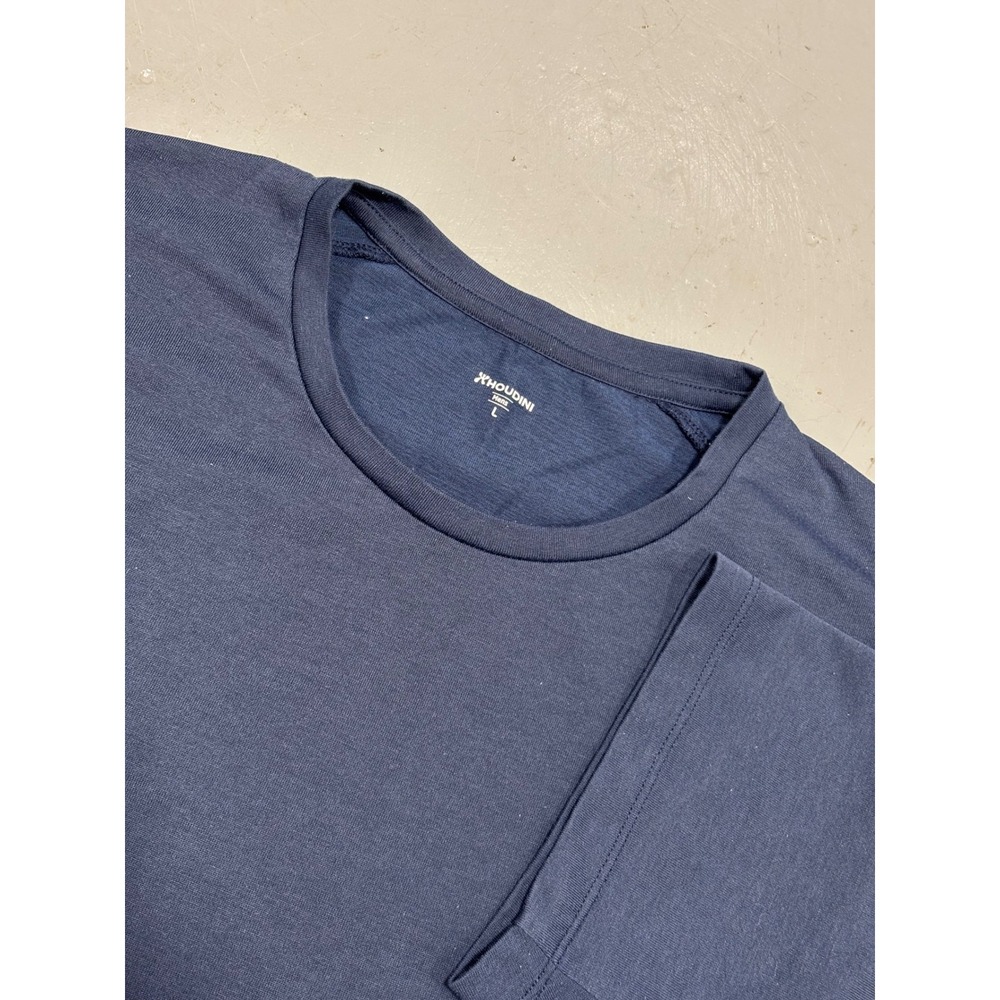 Houdini Mens Short Sleeve Performance Tee Navy Blue Crew Neck Hiking Shirt L